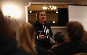 Giselle Mather talks to Barbarian Women's squad