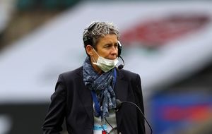 Photo of France coach Annick Hayraud during England v France in the Autumn International Series
