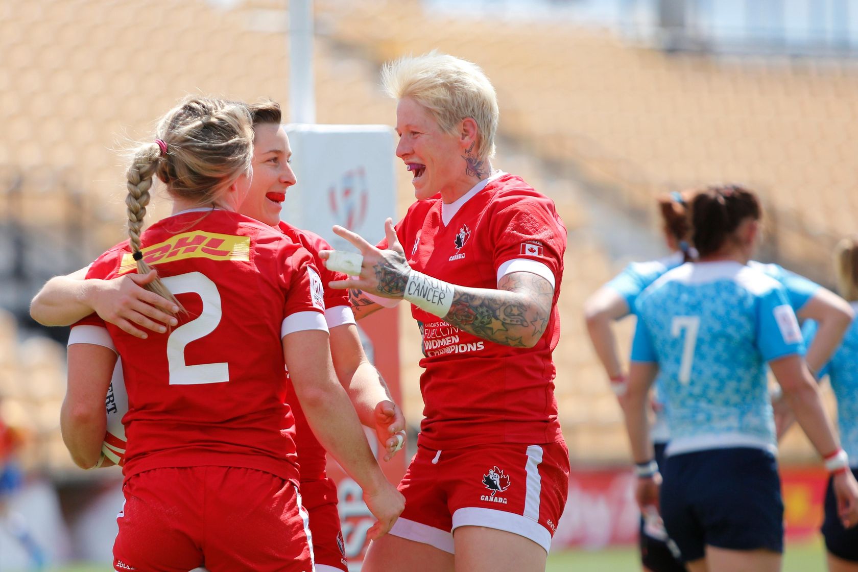 Jen Kish of Canada Celebrates Try